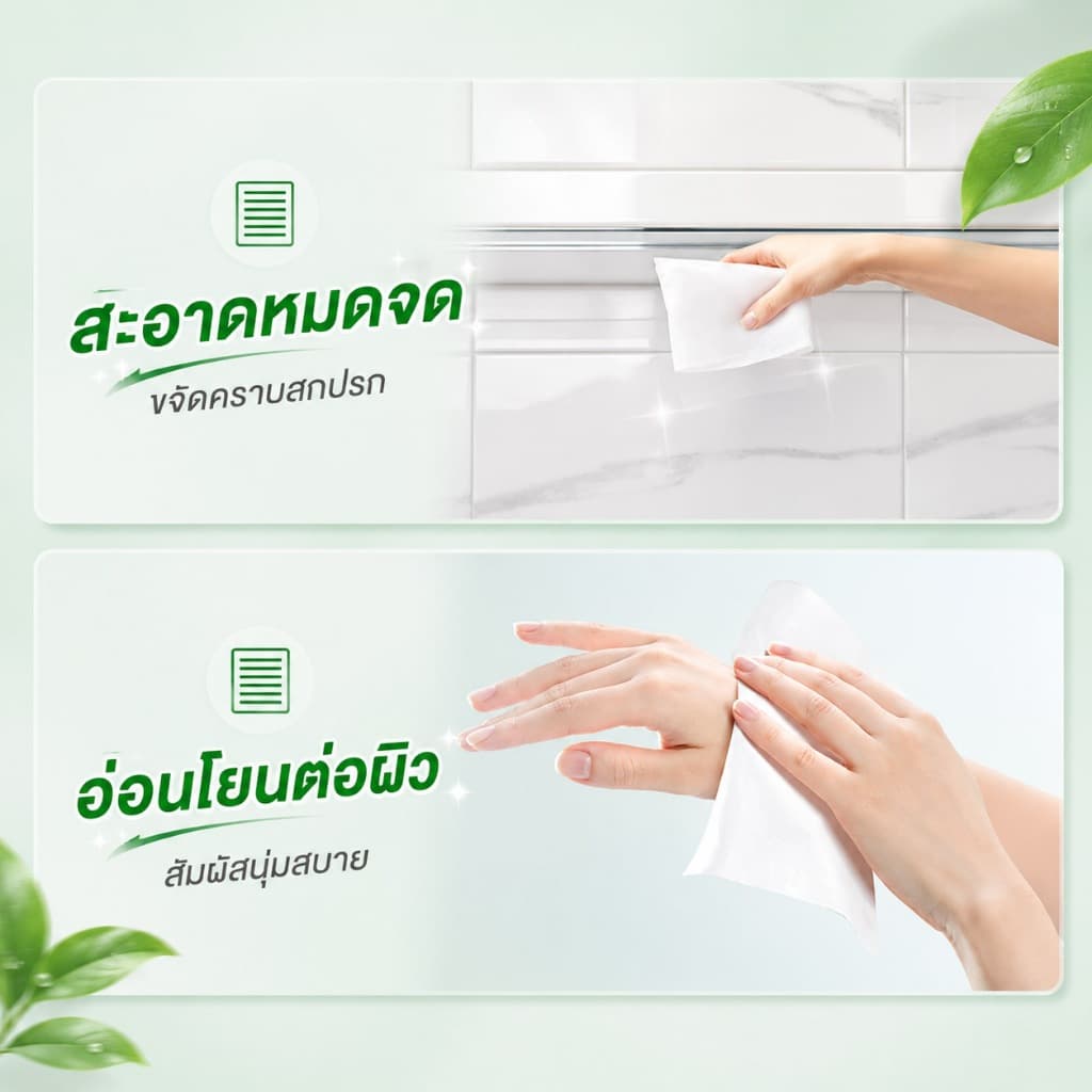 Ecoco ผ้าเช็ดทำความสะอาดออร์แกนิค ห่อใหญ่ ทิชชู่ปียก เช็ดสะอาด มั่นใจทุกวัน ดึงใช้งานง่าย พกพาสะดวก รูปที่ 4