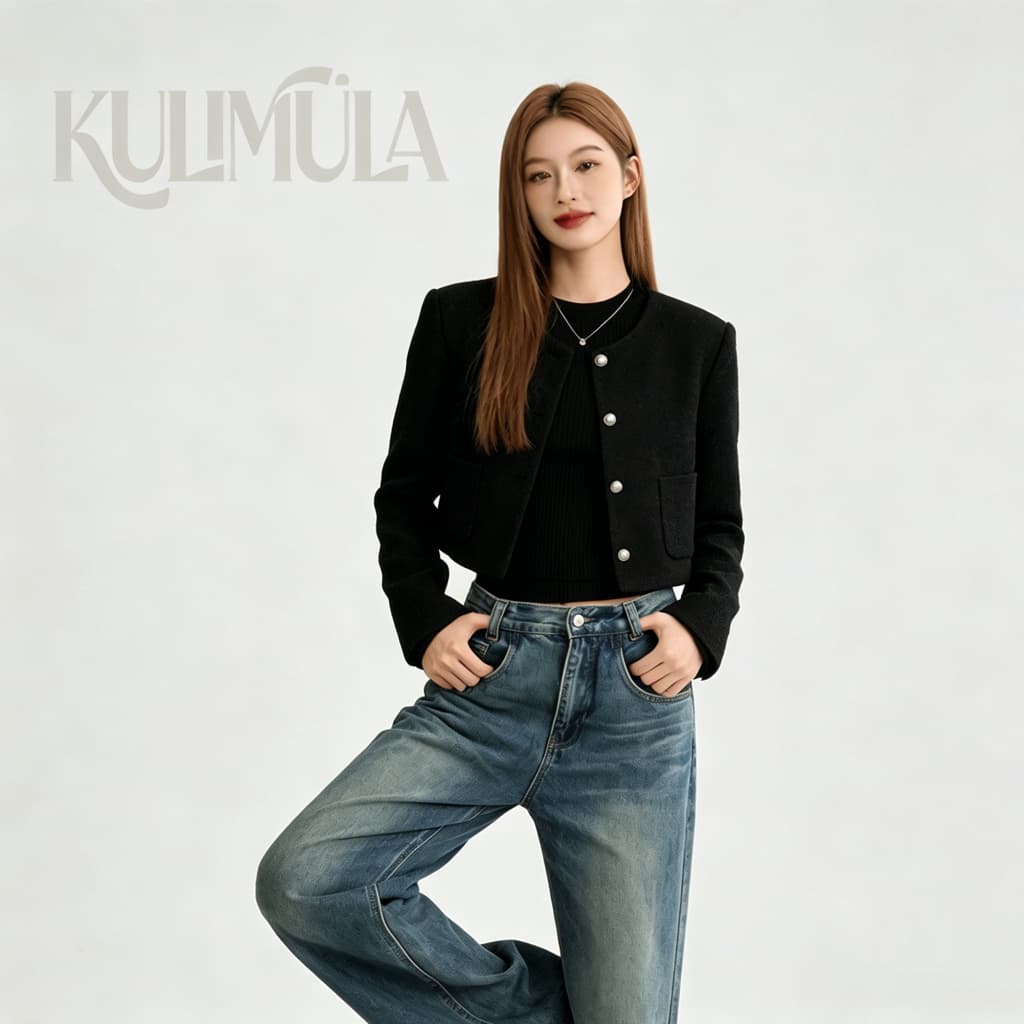 KULIMULA Jolin Blazer Blazer สไตล์เกาหลี เสื้อครอปเบเซอร์ YD38 รูปที่ 8