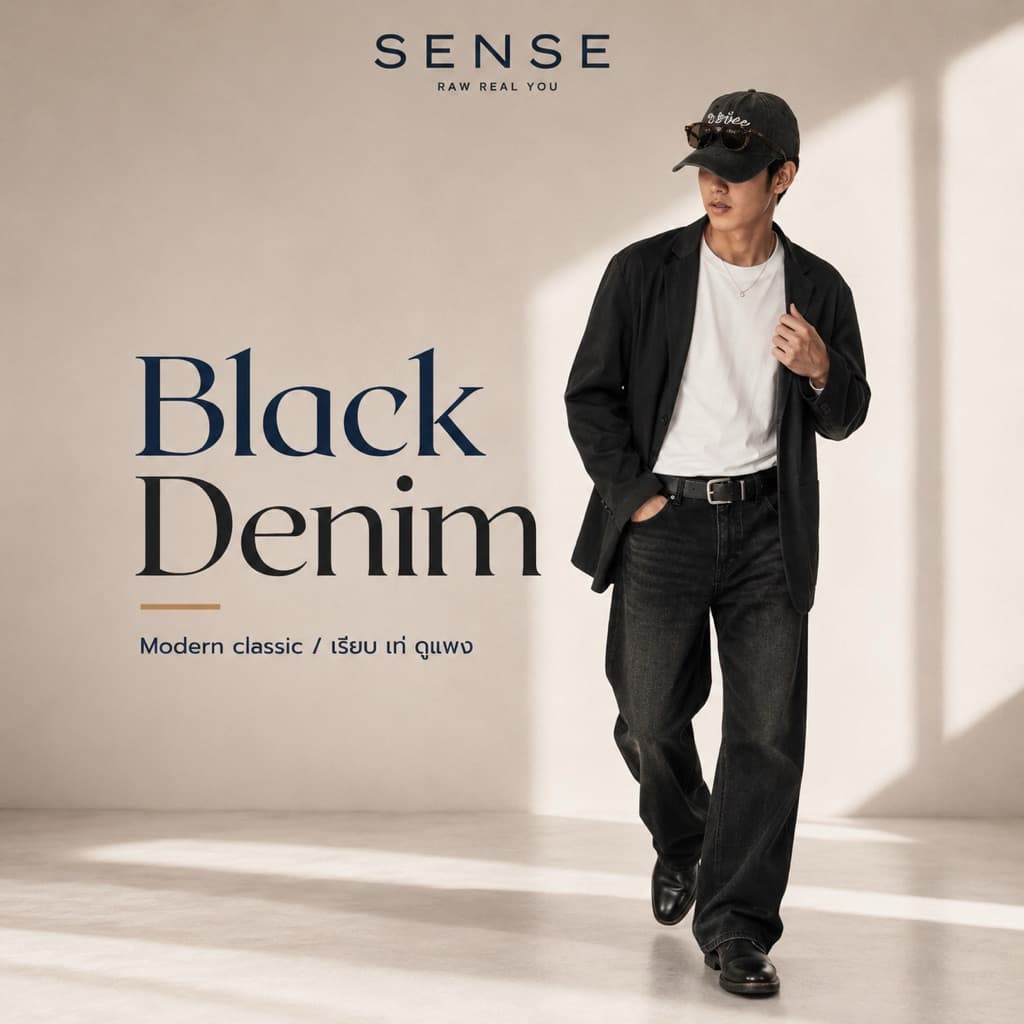 SENSE Baggy Jeans – Classic Blue / Black Only รูปที่ 4