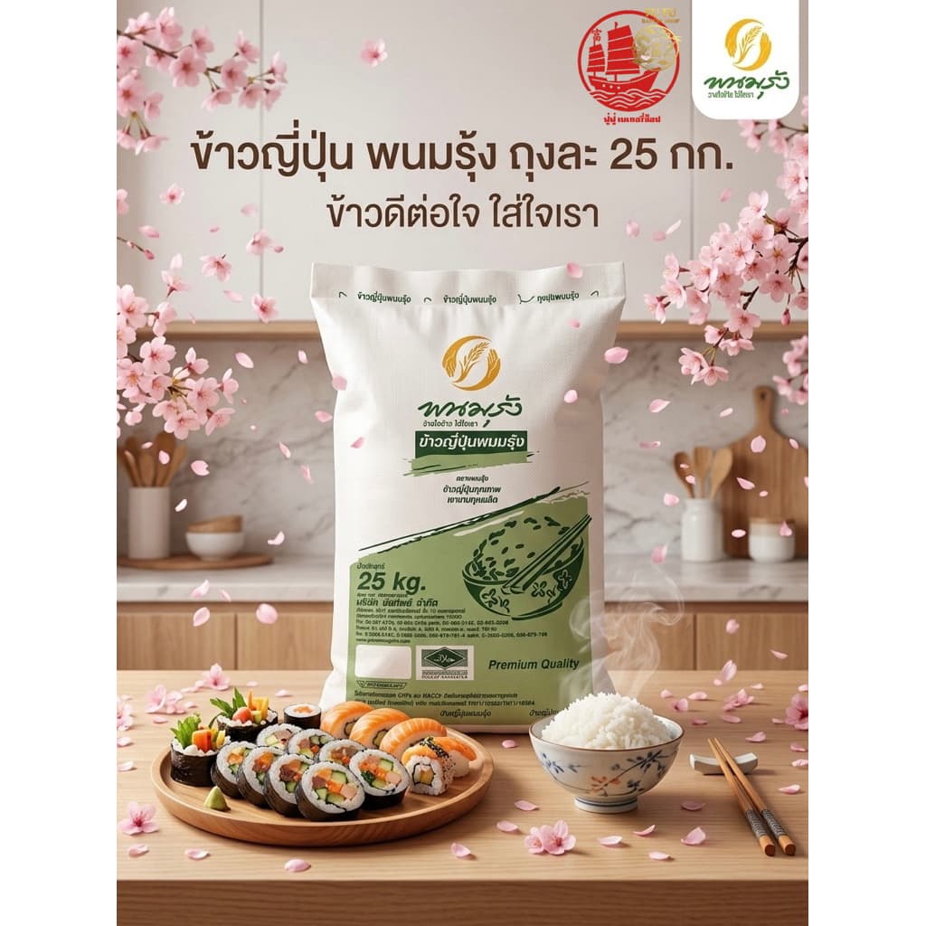 ข้าวญี่ปุ่น พนมรุ้ง ขนาดถุง 5 กิโลกรัม ร้านนี้แพคดี ส่งสินค้าทุกวัน รูปที่ 8