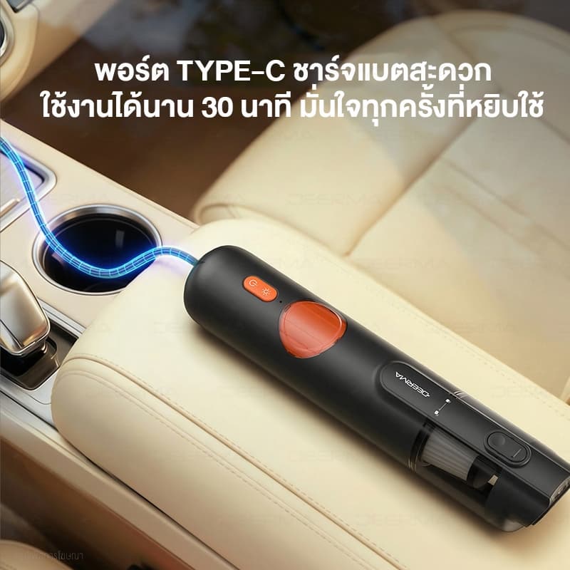 Deerma XC01 เครื่องดูดฝุ่นไร้สาย เครื่องดูดฝุ่นในรถ พกพาสะดวก แรงดูด 7,500Pa น้ำหนักเบา 0.4kg อเนกประสงค์ 6-in-1 รูปที่ 8