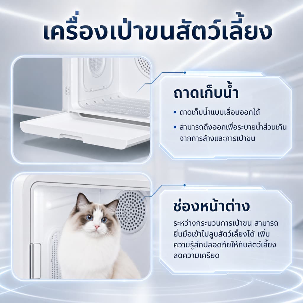 82L เครื่องเป่าขนสัตว์เลี้ยงอัจฉริยะ | ลมแรง แห้งเร็ว เงียบ มีประจุลบ ควบคุมผ่านแอพ รูปที่ 7