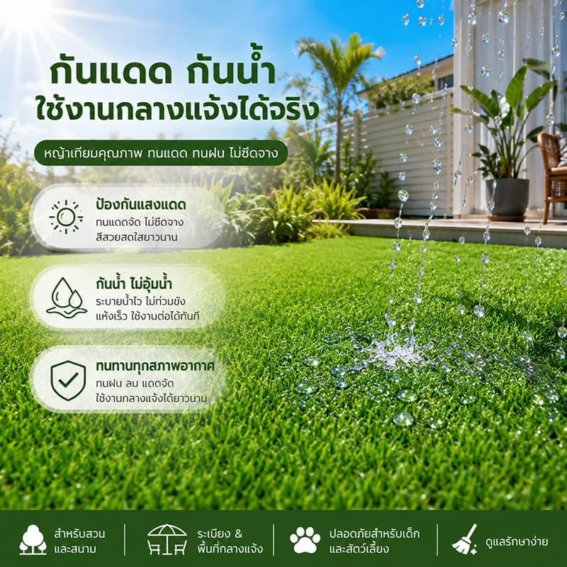 ขนไม่ร่วง 100%หญ้าเทียม 2*10m 2*15m 2*25 ตกแต่งสวน มีช่องระบายน้ำ หญ้าปลอม หญ้าเทียมปูพื้น รูปที่ 6