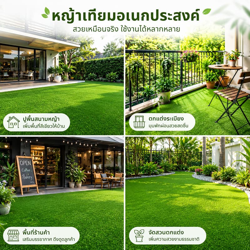 ขนไม่ร่วง 100%หญ้าเทียม 2*10m 2*15m 2*25 ตกแต่งสวน มีช่องระบายน้ำ หญ้าปลอม หญ้าเทียมปูพื้น รูปที่ 8