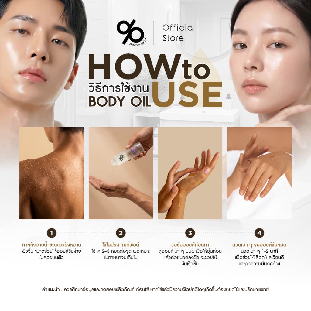 % PERCENTAGE BODY OIL 120 mL บอดี้ออย กลิ่นหอม บำรุงผิวกาย เนียนนุ่ม ชุ่มชื้น รูปที่ 3