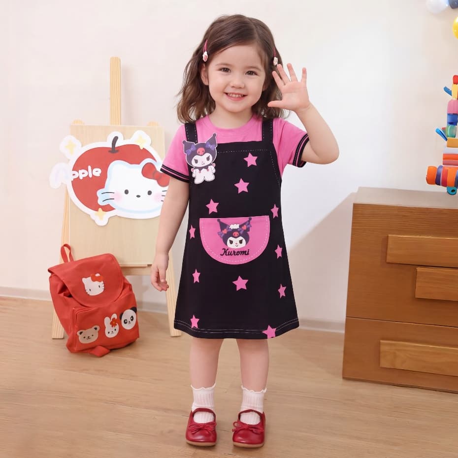 Mikyolike 1-9 ปี สไตล์เกาหลี ชุดเจ้าหญิงสีชมพูเด็ก ผ้าลายน่ารัก านุ่มใสสบายฯ ชุดออกงานเด็กผู้หญิงสีแดง รูปที่ 6