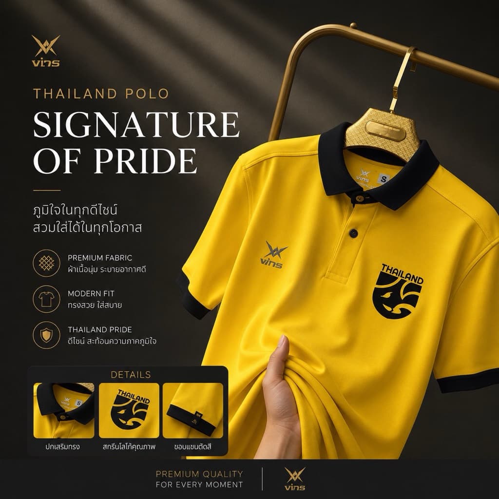 เสื้อโปโลคอปก Vins 221Premium พร้อมใหม่เงิน เนื้อผ้านุ่มใส่สบาย มีหลายสีให้เลือก ไซส์ M-XXL รูปที่ 8