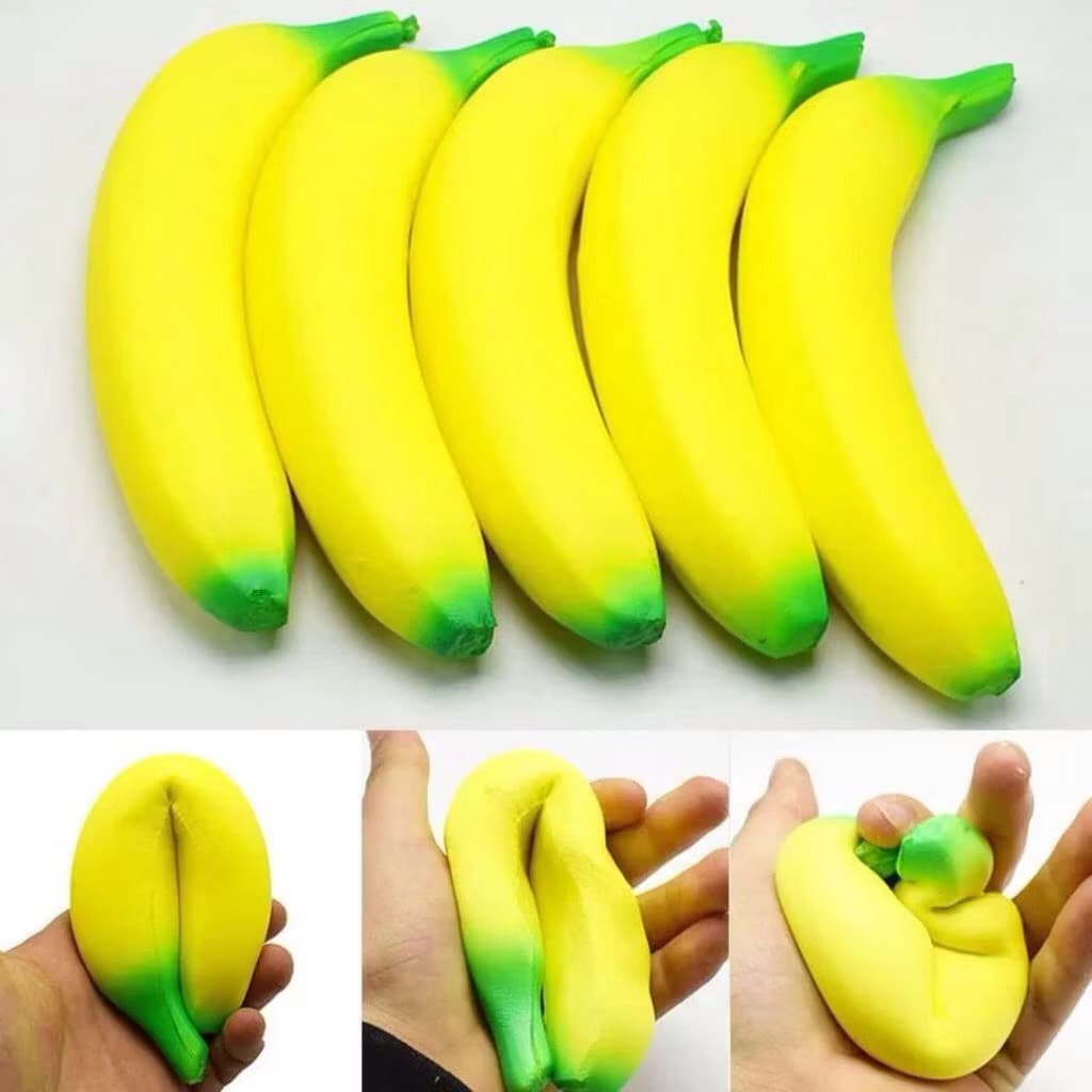 ของเล่นสกุชชี่กล้วย เหมือนจริง ของเล่นบีบผลไม้ นุ่ม ยืดหยุ่น ของเล่นของขวัญสำหรับเด็ก รูปที่ 1