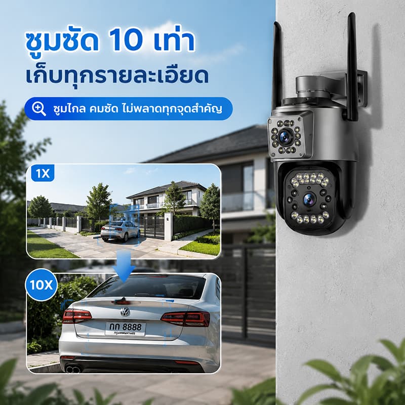 V380 PRO 10MP กล้องวงจรปิด ภายนอก 2 เลนส์ รุ่น 4G หรือ WIFI กันน้ำIP66 เสียง 2 ทาง ภายนอก บ้าน/ร้านค้า/โกดัง/สำนักงาน รูปที่ 8