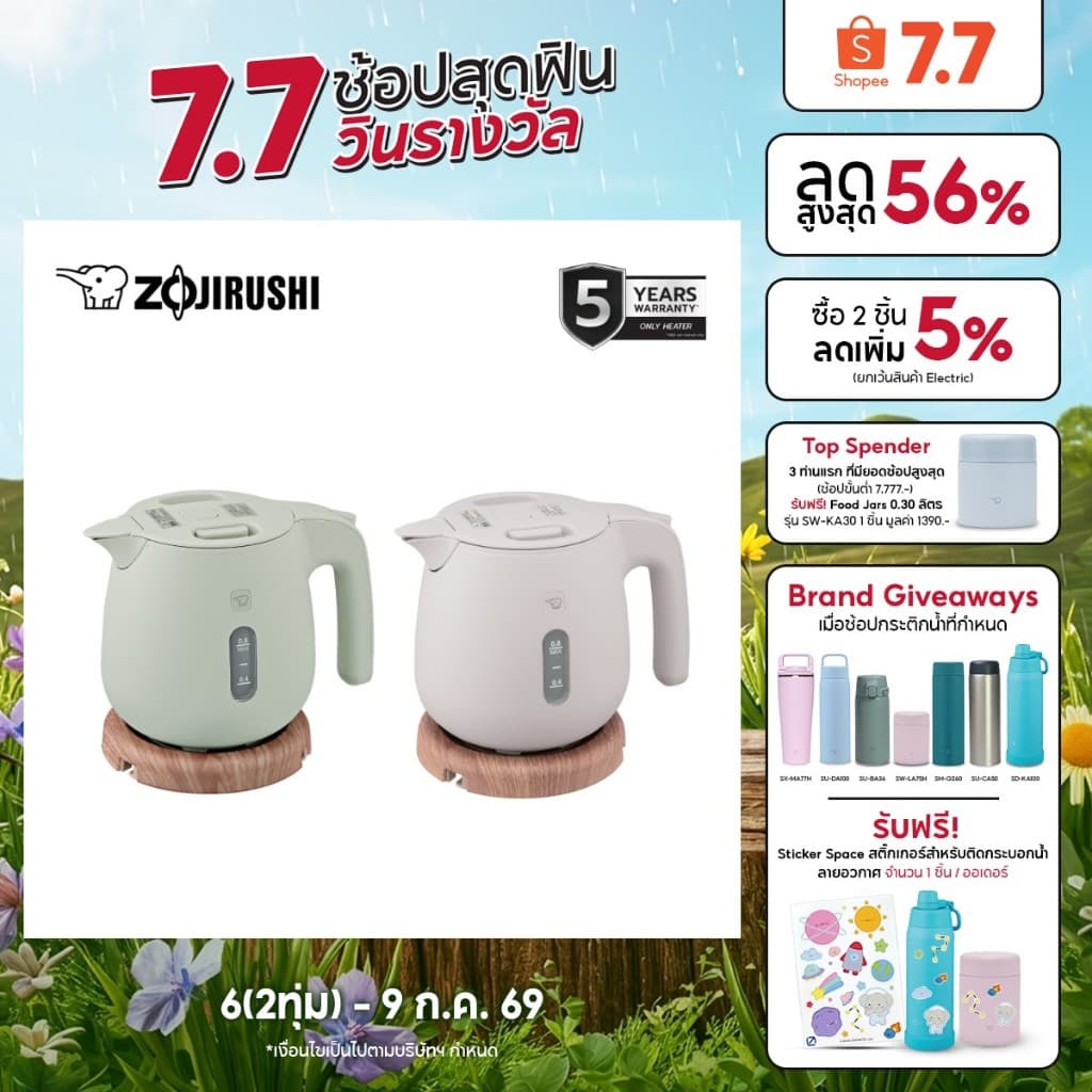 Zojirushi กาต้มน้ำไฟฟ้า ขนาด 0.8 ลิตร รุ่น CK-SAQ08T รูปที่ 1