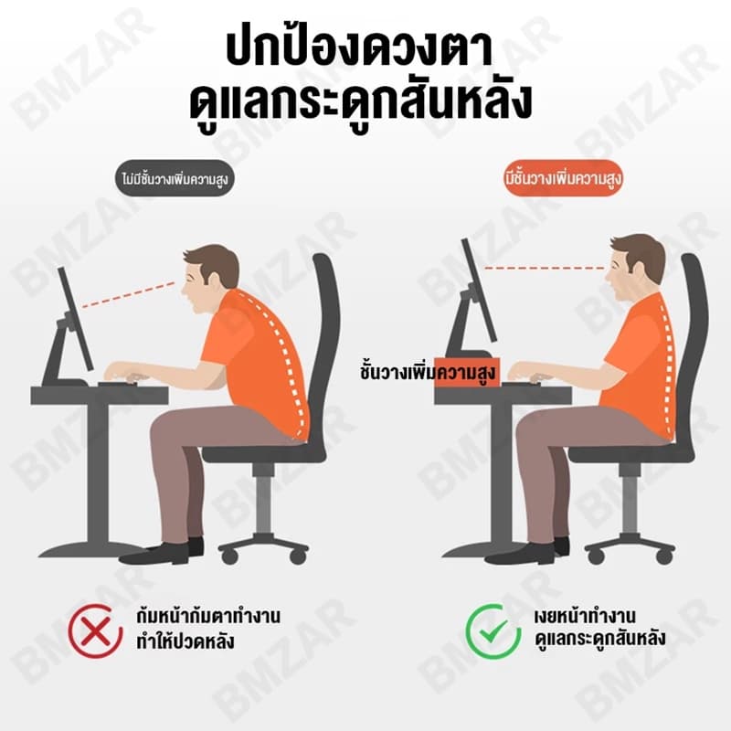 BMZAR ชั้นวาง ชั้นวางจอคอม โต๊ะวางคอม จัดเก็บของ จัดระเบียบเดสก์ท็อปเพิ่มความสูงของจอมอ รูปที่ 3
