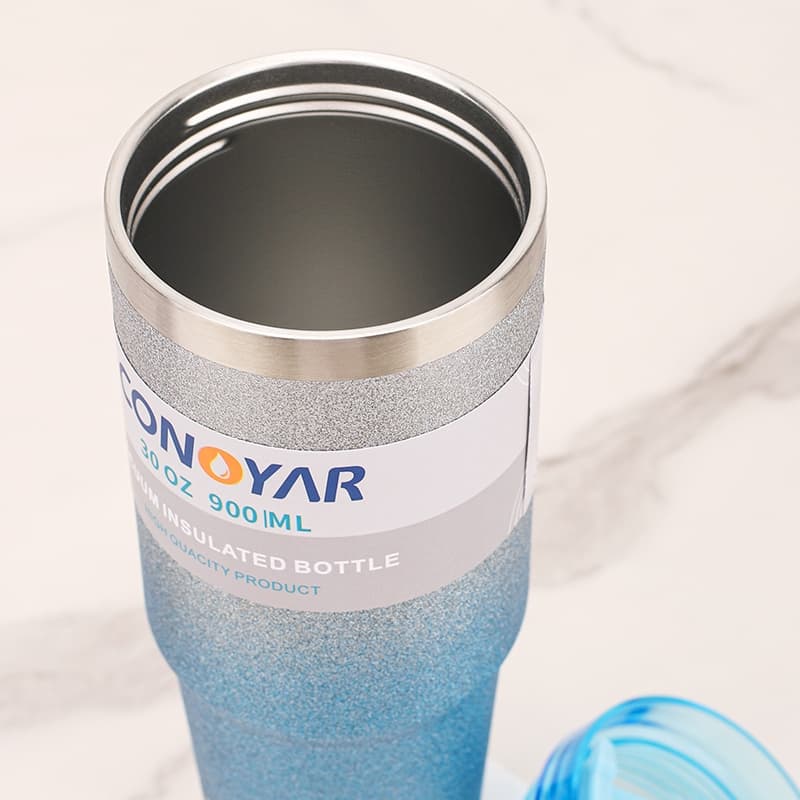 CONOYAR แก้วเก็บความเย็น 900ML สแตนเลส304 รับประกันไอน้ำไม่เกาะแก้ว 30 ออนซ์ จากไทย สีทูโทนกากเพชร T01291 รูปที่ 8