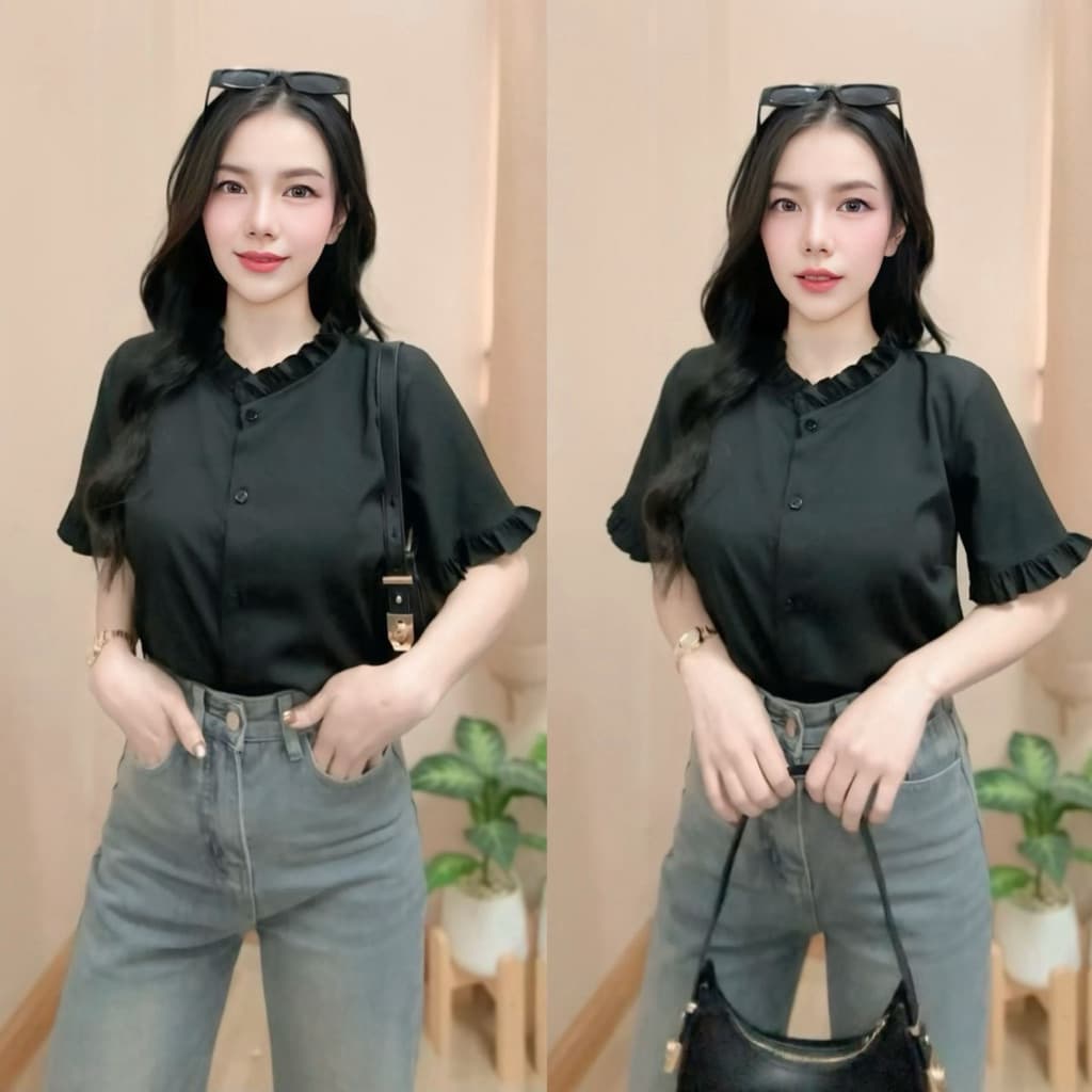 เสื้อคอกลมแต่งระบาย รุ่น Trendy รูปที่ 4