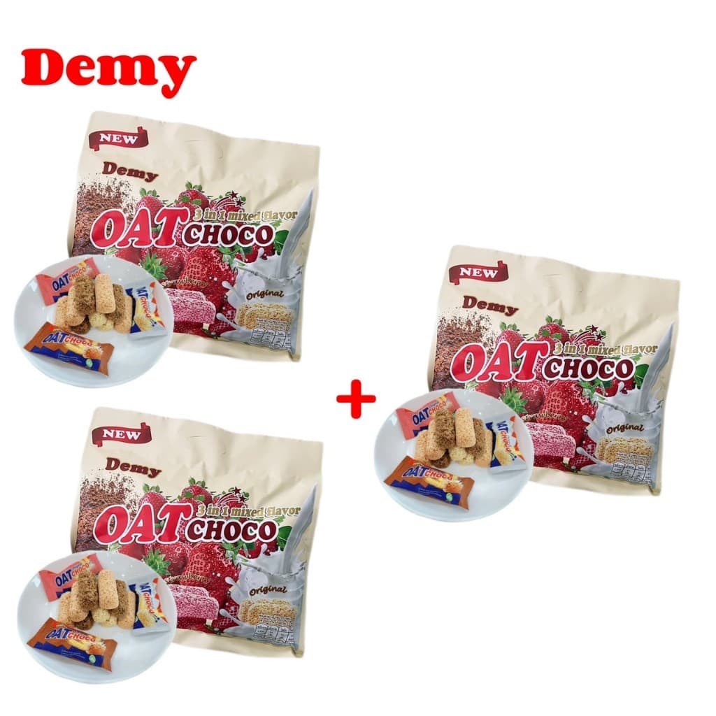 เซ็ท 2 แถม 1 ข้าวโอ๊ตอัดแท่งรวมรส 3 รสชาติใน 1 ห่อ ออริจินอล ช็อกโกแลตและสตอเบอร์รี่ รูปที่ 1