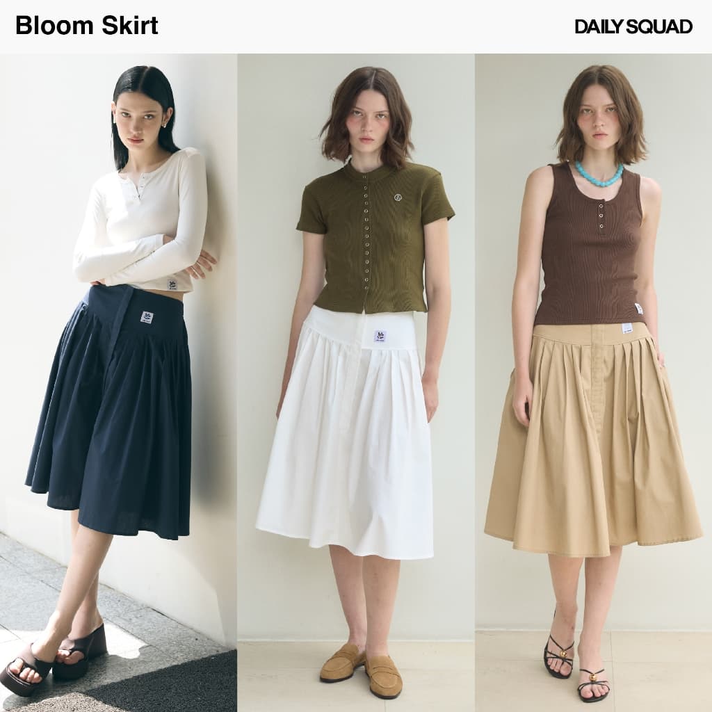 DAILY SQUAD Bloom Skirt กระโปรงจับจีบหน้าและจับจีบหลัง เนื้อผ้าคอตต้อน จัดส่ง 15-18 มิ.ย. รูปที่ 1