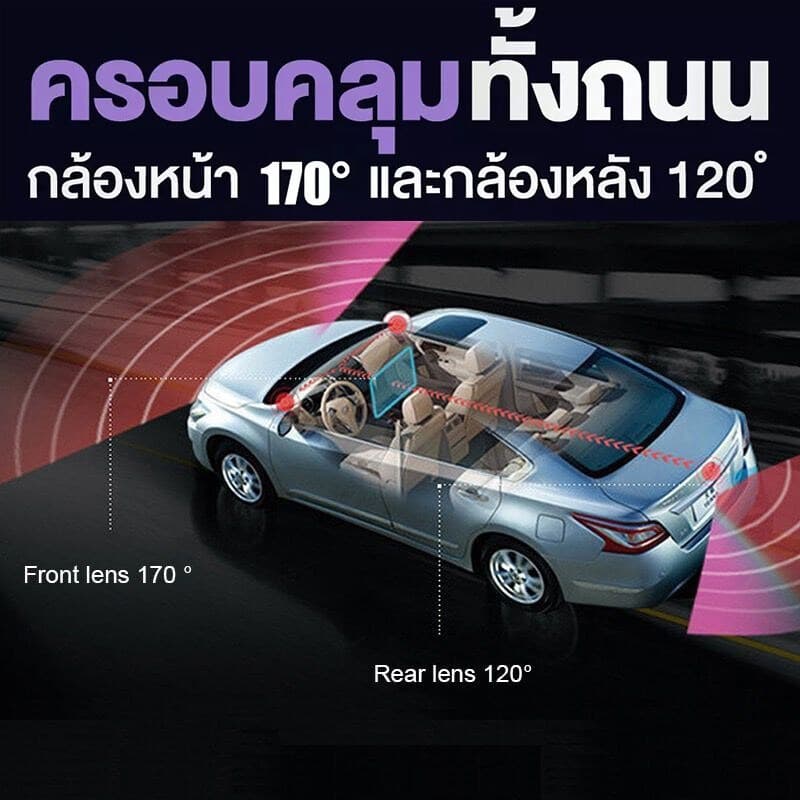 กล้องติดรถยนต์ 1080P HD บันทึกวนซ้ำสไตล์กระจกมองหลัง กล้องติดรถยนต์กระจกกันแสงสะท้อน ล็อคการชนกัน จอแสดงผล ใช้ได้กับรถท รูปที่ 6