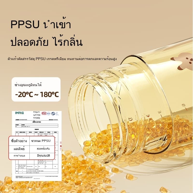 Youkebei ขวดนม PPSU สำหรับทารก 0-6 เดือน และ 1 ปีขึ้นไป ใส่น้ำ นมได้ มีด้ามจับกันลื่น พร้อมหลอดดูด รูปที่ 9