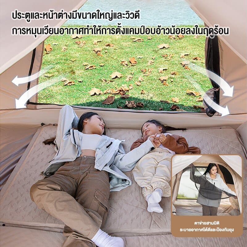 เต็นท์ เต็นท์สนาม เต็นกางอัตโนมัติ สำหรับ 3-4 คน แถมฟรีกระเป๋าและ เดินป่า พับได้ กันฝน ตาข่ายป้องกันแมลง รูปที่ 3