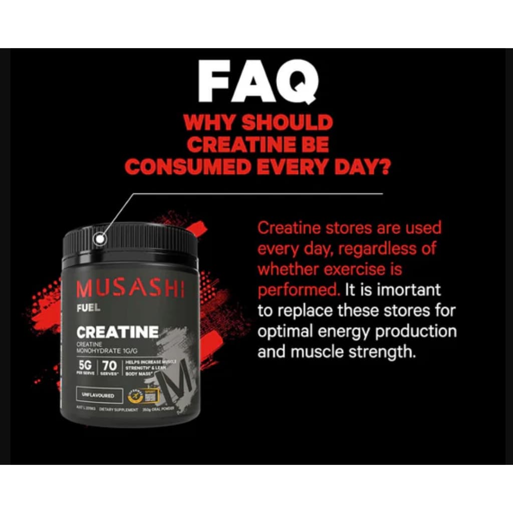 Musashi Creatine 350g ครีเอทีนผง เสริมประสิทธิภาพการออกกำลังกาย ไม่มีรสชาติ รูปที่ 5