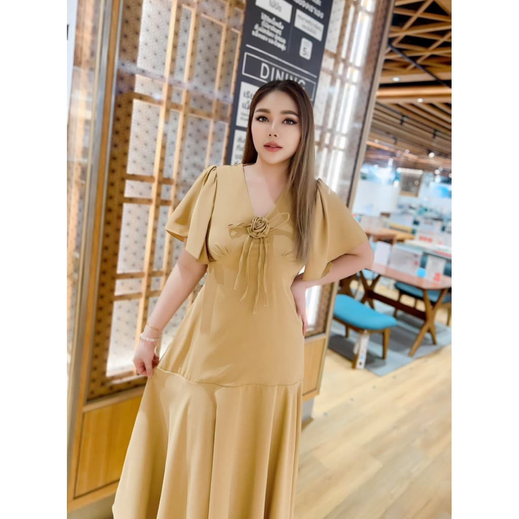 Recommendเดรสยาวหางปลาผ้ามาเบลล่างานเกรดIGอกแต่งดอกไม้สีพาสเทลหวานละมุนน่ารัก Floradress mermaid #Maisie shop รูปที่ 6