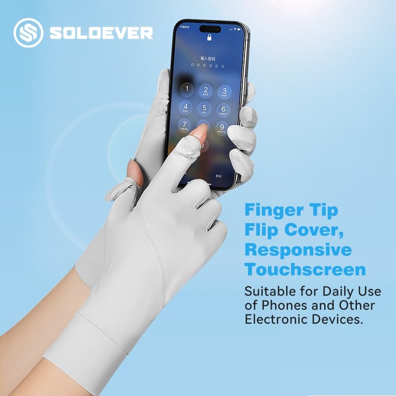 SOLOEVER Cycling gloves UPF 50+ ป้องกันรังสียูวี Women's ถุงมือขับรถหน้าจอสัมผัสแบบตาข่ายสำหรับป้องกันแสงแดด รูปที่ 3