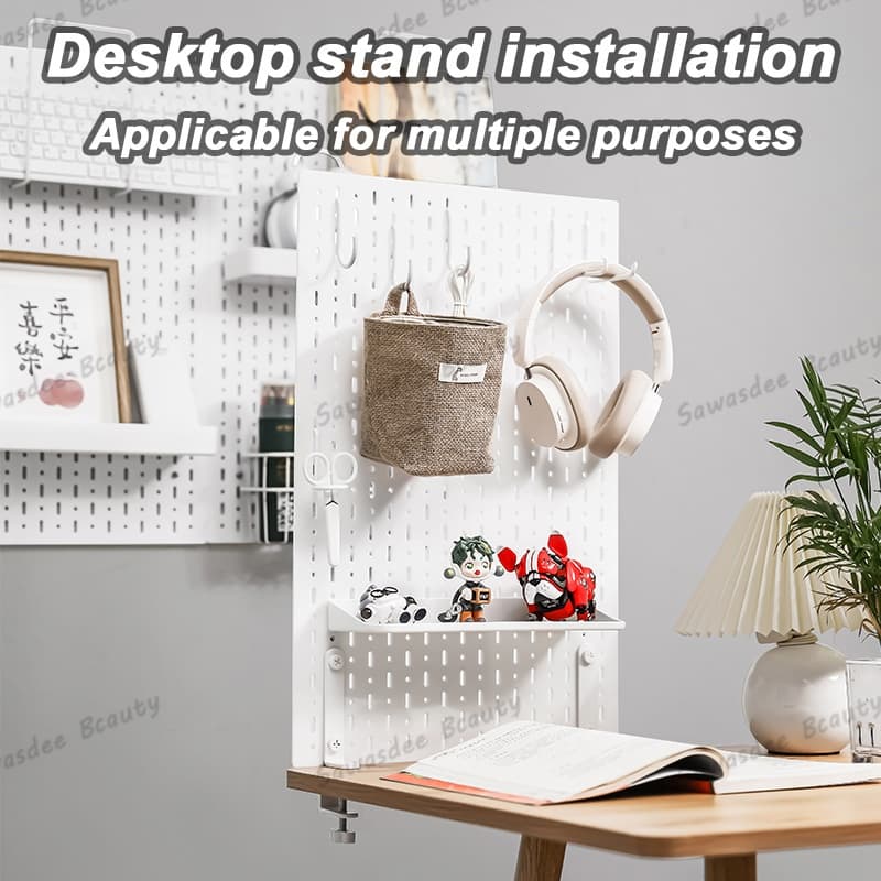 ผ่นวางของติดผนัง กระดานแขวนของ Pegboard แผ่นใหญ่ วางของมากขึ้น แผ่นวางของติดผนัง กระดานแขวนของ DIY pegboard รูปที่ 2