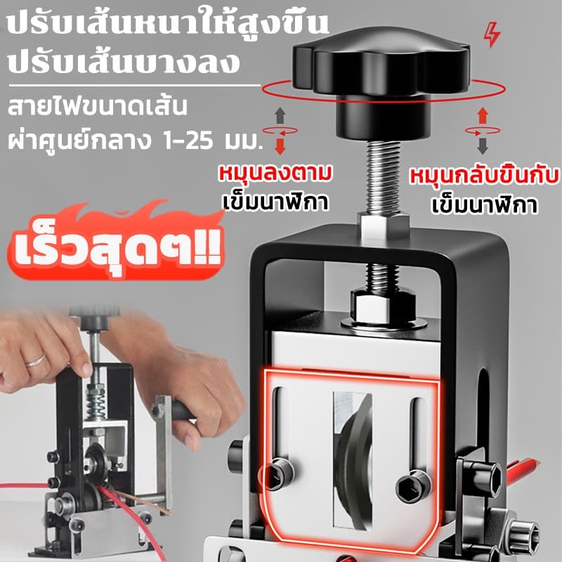 Turspid ปอดสายได้ เครื่องปอกสาย ที่ปอกสายไฟ เครื่องปอกสายไฟ สายเคเบิลแบบถอดได้ 1-25มิล ไฟทองแดง/สายไฟ ประสิทธิภาพสูง รูปที่ 3