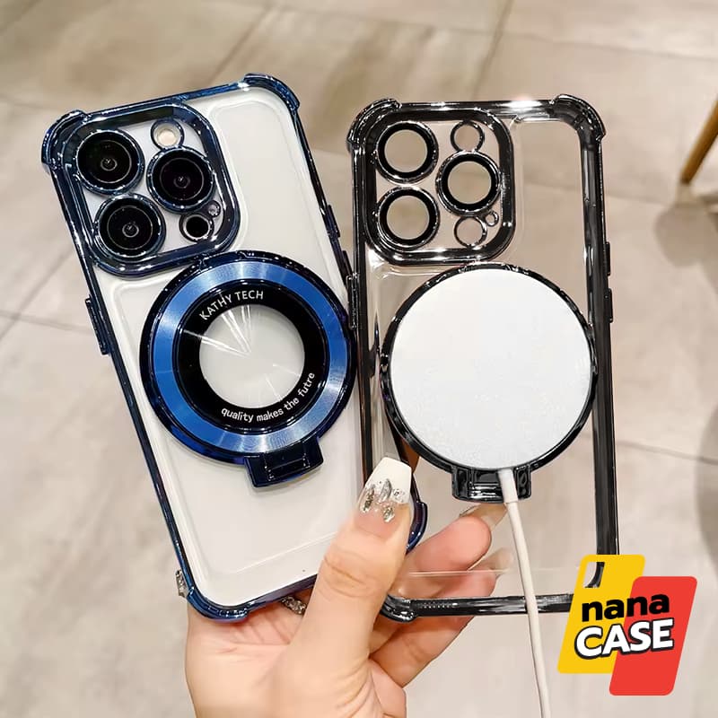 Case เคสมือถือรุ่นVivo Y03 Y03T Y18 Y04 Y29s Y19s Y29 Y39 Y100 Y200 ใสขอบเงาเลนส์กันกล้อง ขาตั้งแม่เหล็ก รูปที่ 2