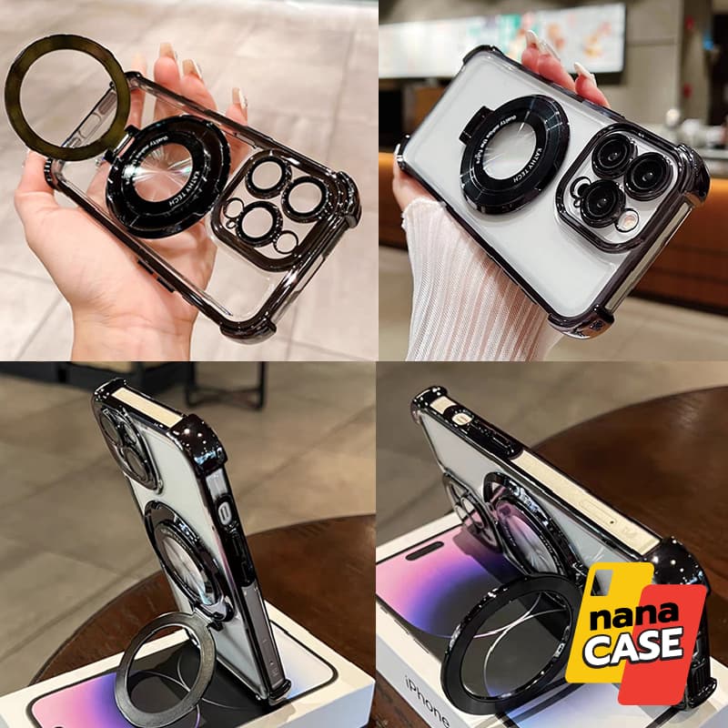 Case เคสมือถือรุ่นVivo Y03 Y03T Y18 Y04 Y29s Y19s Y29 Y39 Y100 Y200 ใสขอบเงาเลนส์กันกล้อง ขาตั้งแม่เหล็ก รูปที่ 4