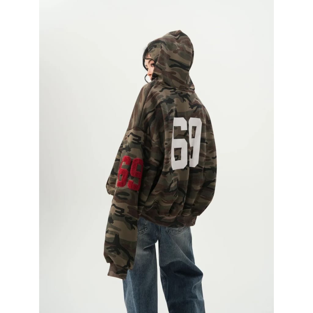 [Street style casual camouflage zip-up jacket]เสื้อแจ็คเก็ตแขนยาวลายพรางสไตล์สตรีทลำลองสำหรับผู้หญิง รูปที่ 6