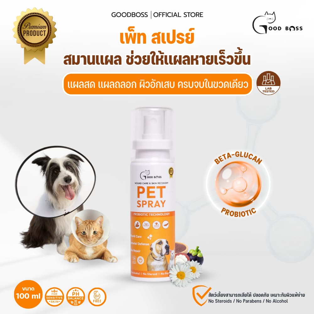 Goodboss Pet Spray สเปรย์สมานเเผลสำหรับสัตว์เลี้ยง ช่วยให้เเผลเเห้งเร็ว ผลิตภัณฑ์ออแกนิค รูปที่ 1