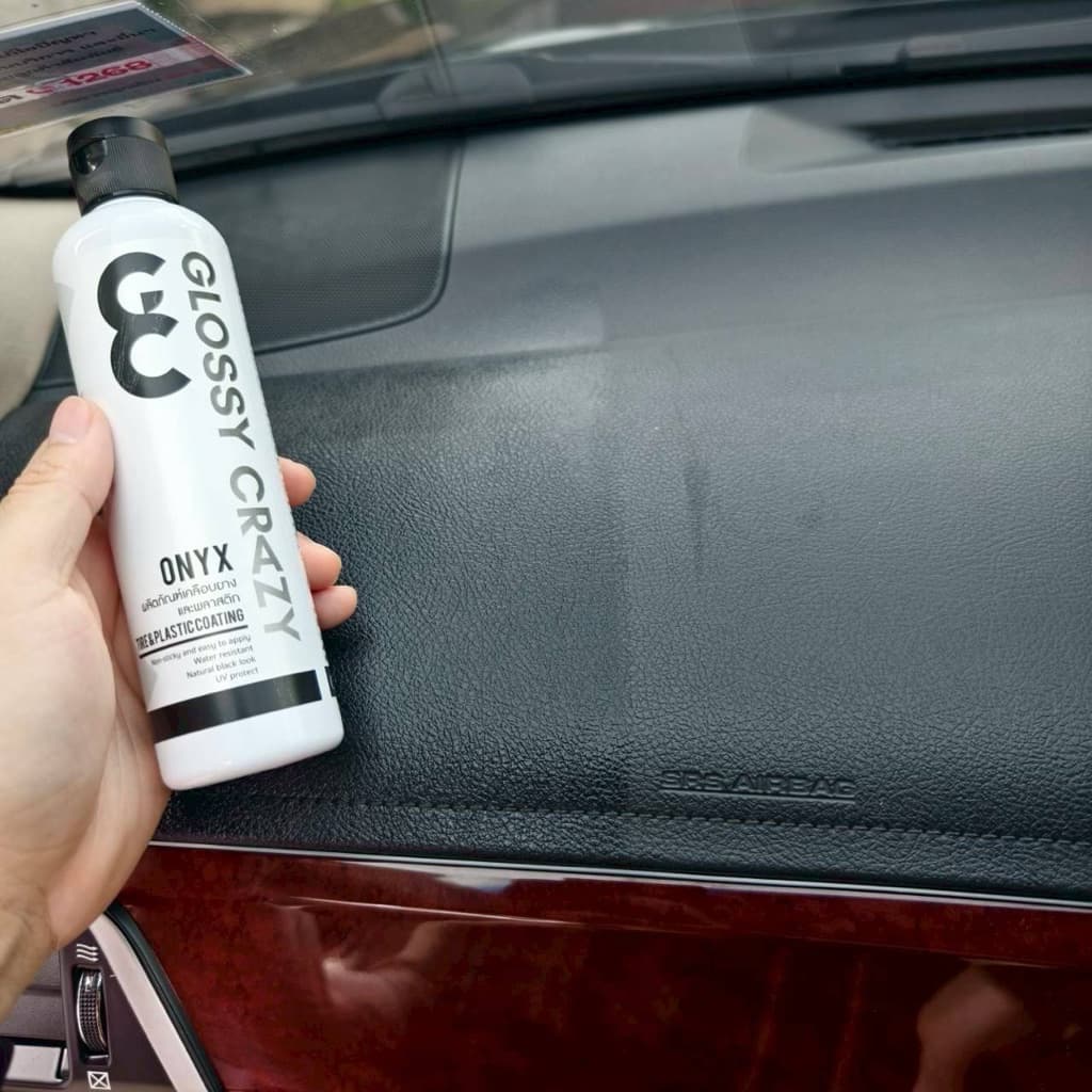 เคลือบยางและพลาสติกรถ ใช้ได้ทั้งภายนอกและภายใน Glossy Crazy Onyx ดำเงา ไล่น้ำ รูปที่ 6