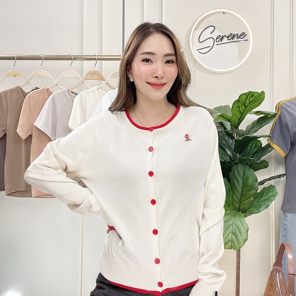 Serene's Choice เสื้อไหมพรม คาร์ดิแกน ทูโทน รุ่น Darel ผ้าถักคุณภาพ แขนยาว ติดกระดุม Cardigan รูปที่ 5