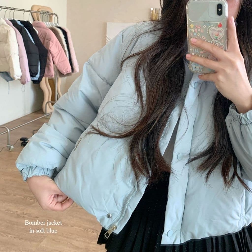 Beberlin เสื้อโค้ทบุนวมกันหนาวแบบครอปสั้น ทรงหลวม รุ่น Bomber jacket / No : 1013 รูปที่ 4