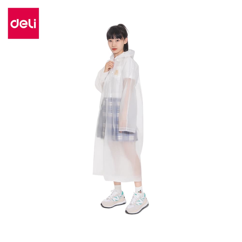 Deli เสื้อกันฝน EVA ชุดกันฝน  สีขาว คุณภาพดี กันน้ำ แบบหนา Rain coats