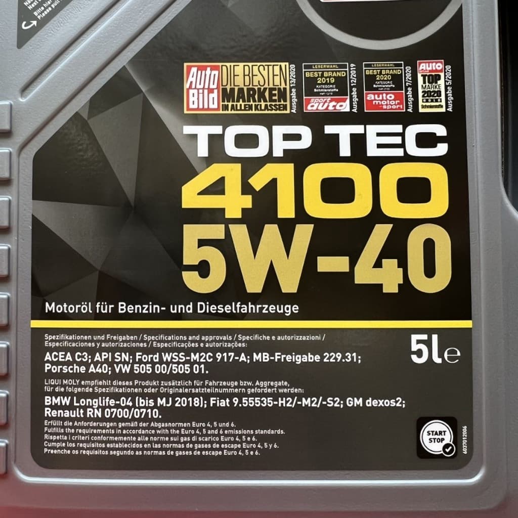LIQUI MOLY TOP TEC 4100 5W-40 5L รองรับดีเซล/น้ำมันเบนซิน น้ํามันเครื่อง เบนซิล 5w 40 เบนซิล สังเคราะห์ แท้ รูปที่ 4