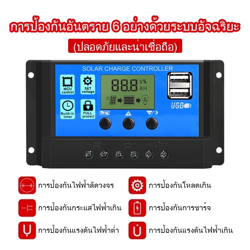 Solar charger โซล่าชาร์จเจอร์ ควบคุมการชาร์จ 10-60A PWM อุปกรณ์ควบคุมแผงโซล่า โซล่าชาร์เจอร์ จอแสดงผล LCD โซล่าชาร์จคอนโ รูปที่ 1