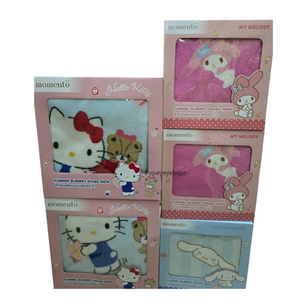ส่งด่วนผ้าห่ม Momento x Sanrio ของแท้ ลายการ์ตูน คิดตี้ ชินาม่อน มีหลายลาย ขนาด 40*60 และ 60*80 โปรดอ่านก่อนสั่งซื้อ รูปที่ 3