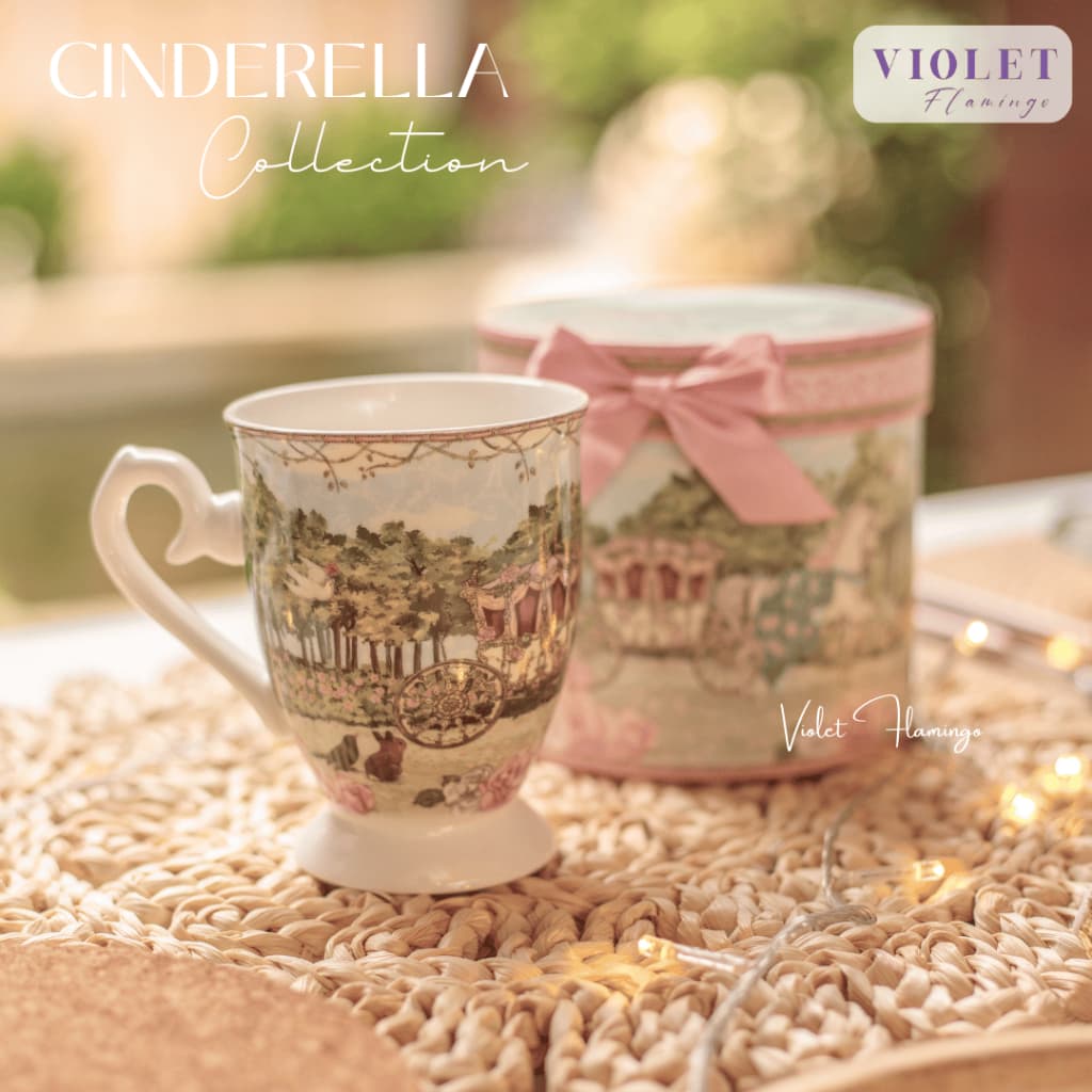 Violet Flamingo Cinderella Collection – แก้วมัคพร้อมกล่องของขวัญ ลายรถม้า & ปราสาท เนื้อเซรามิกพรีเมียม รูปที่ 2