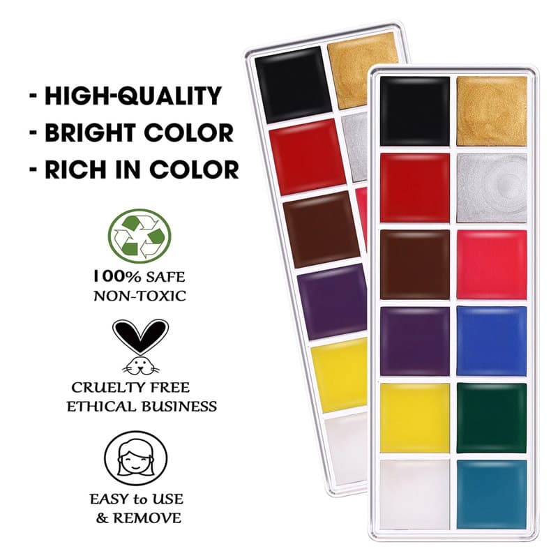 สีเพ้นท์หน้า สีทาหน้าและร่างกาย สีสันสดใส สีทาหน้า มี12สี สีทาตัวเรืองแสง ล้างเครื่องสำอางออกง่าย รูปที่ 4