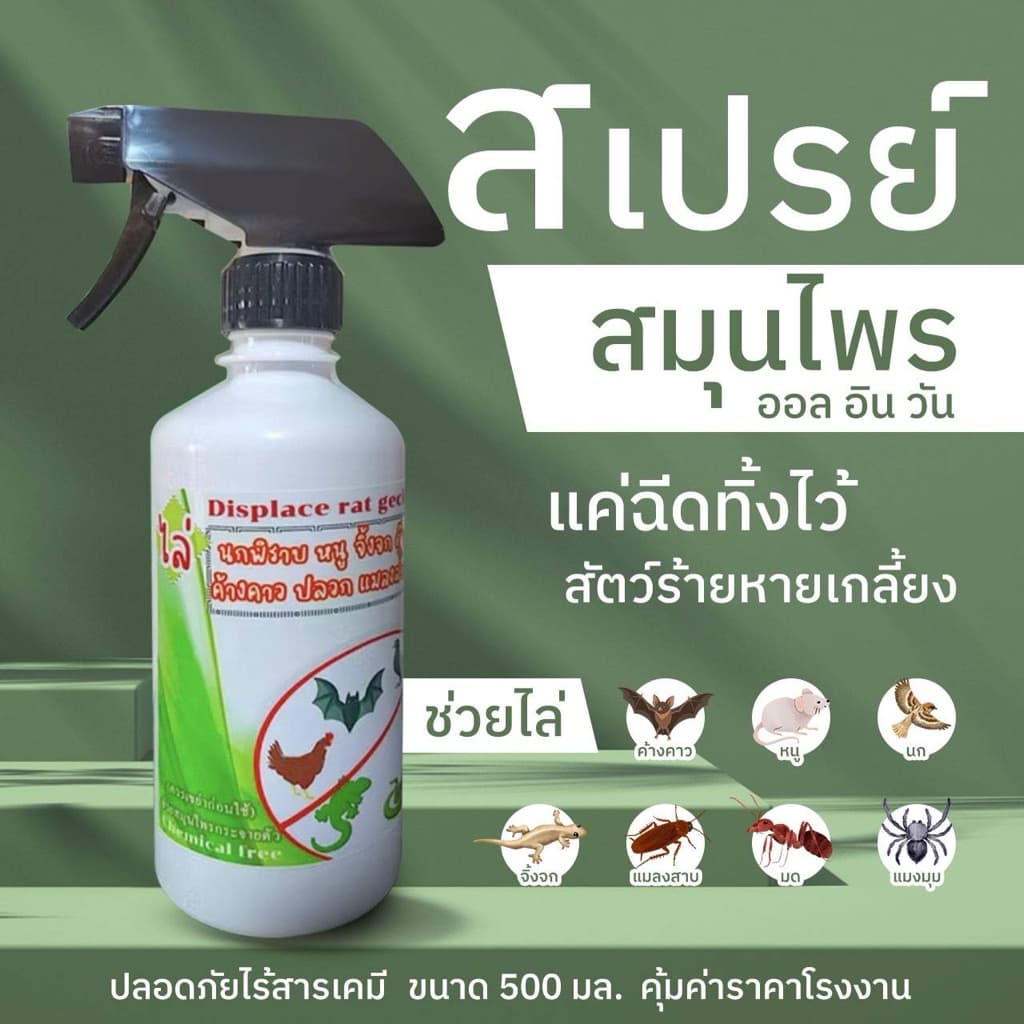 ไล่หนู ไล่นก ไล่จิ้งจก ไล่งู ไล่ค้างคาว 450ml ไล่มด แมลงสาบ แมงมุม ฯลฯ รูปที่ 2