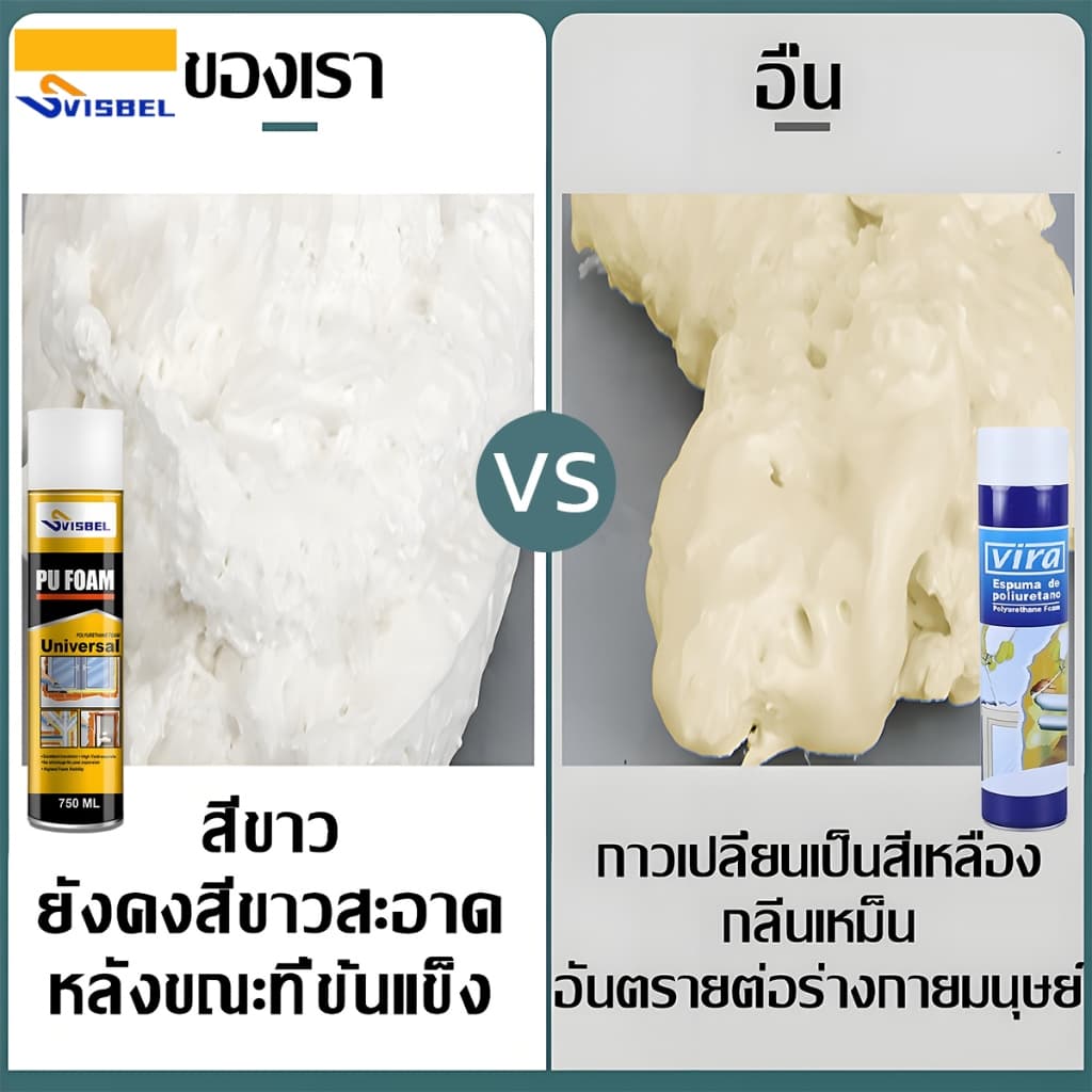 สินค้าขายดีพียูโฟมกระป๋อง ขนาด 750 ML กันเสียงและฉนวนกันความร้อน ยืดหยุ่นสูง สเปรย์โฟมเอนกประสงค์ โฟมอุดรอยรั่ว รูปที่ 7