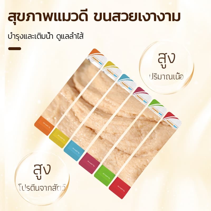 จัด ！PAWZA PET 100 ซอง ขนมแมวเลีย ขนมแมวเลียรสนุ่มละมุน แมวเลียยอดอิต6รส คละรส อุดมสารอาหาร เหมาะสำหรับแมวทุก รูปที่ 5