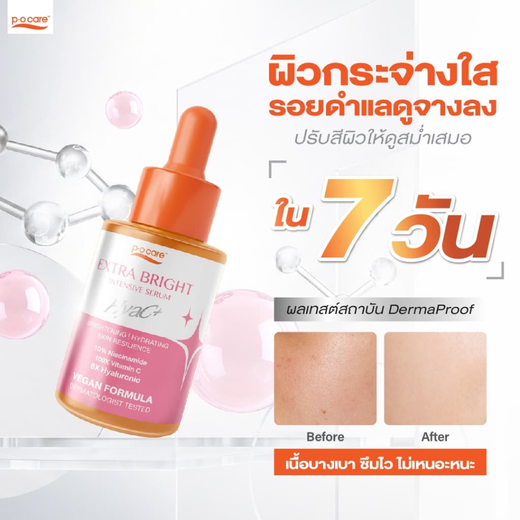 POCARE เซรั่ม EXTRA BRIGHT 30ml 1 ขวด + กันแดด HyaC+ 40 ml 1 หลอด รูปที่ 8