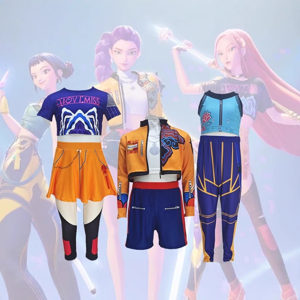 สินค้าจุด/ชุดสูทคอสเพลย์เด็ก แอนิเมชั่นKPOP DEMON HUNTERS RUMI ZOEY MIRA มหกรรมอะนิเมะ/เสื้อฮู้ดซิป รูปที่ 1