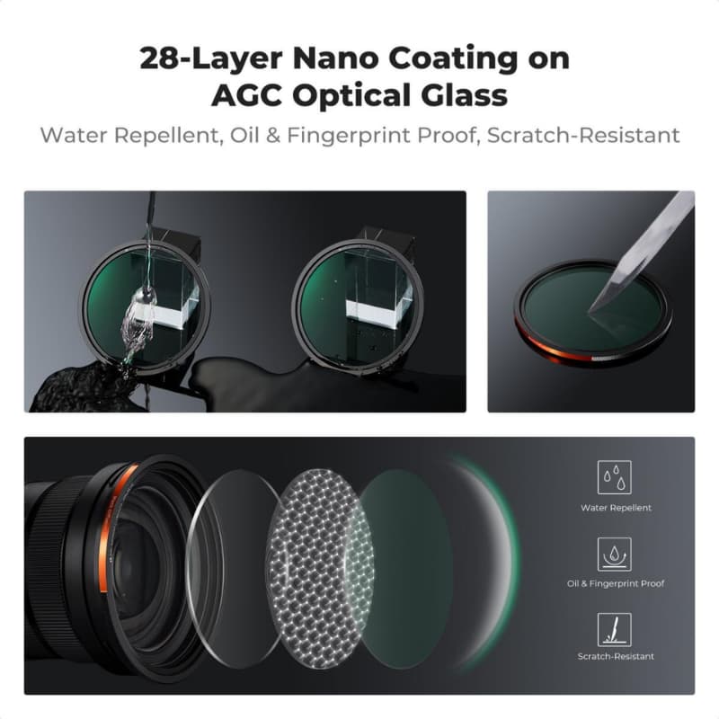 K&F Nano-X Filter Magnetic Kit CPL+ND2-32+Black Mist 1/4+Adapter Ring+Lens Cap รูปที่ 5