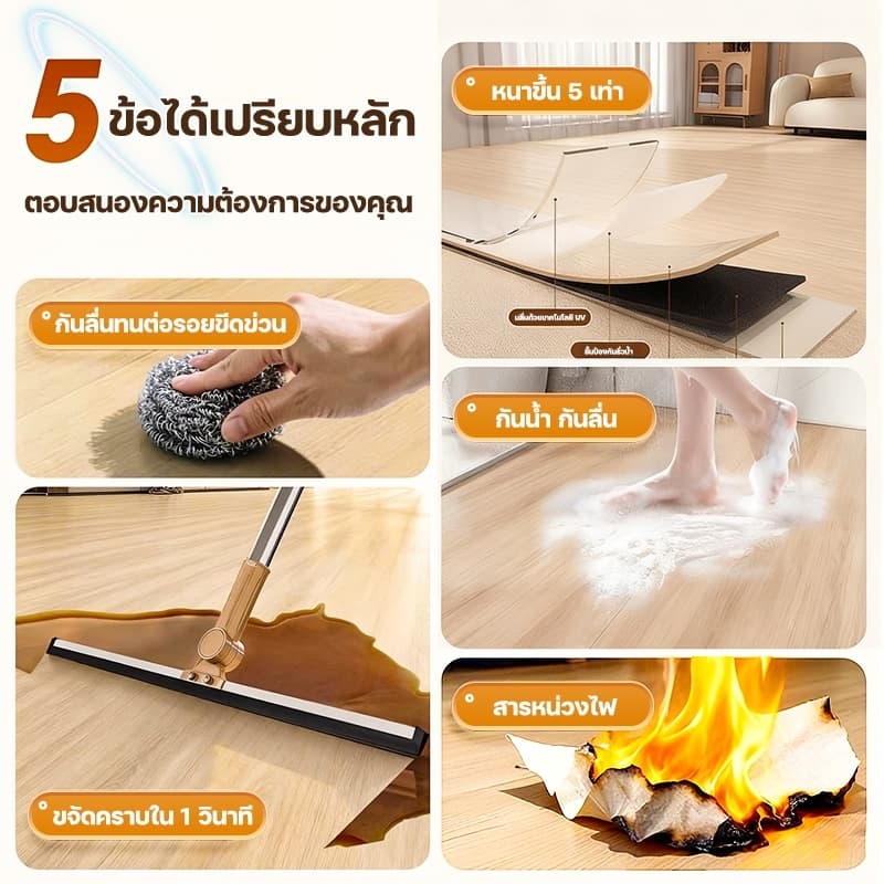 ไม่หลุดออกใน 100 ปี กระเบื้องยาง MITUR 36pcs/10pcs ไม่จางหาย ไม่กลัวพื้นขรุขระ ห้องนั่งเล่น กระเบื้องปูพื้น รูปที่ 7