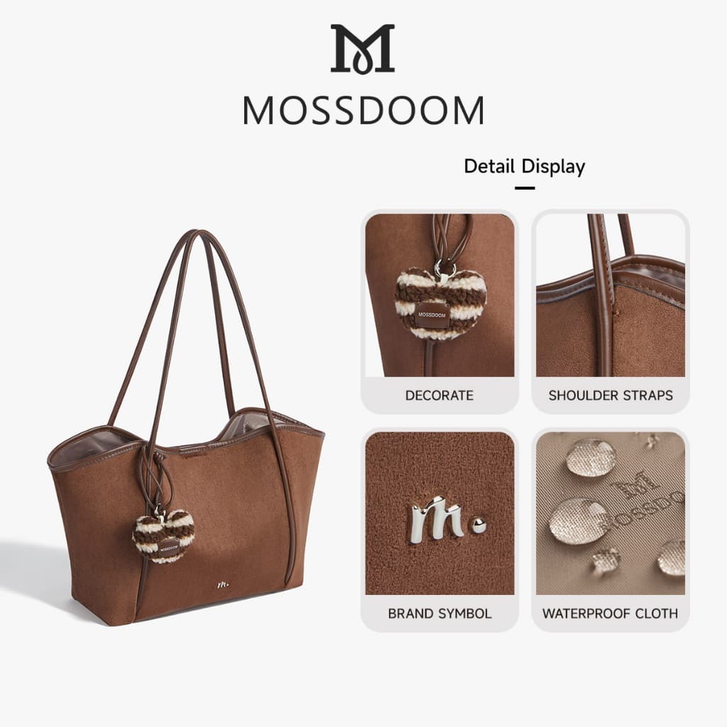MOSSDOOM Vione Bag กระเป๋าสะพายไหล่ขนาดใหญ่ สำหรับผู้หญิง สีโดปามีน รูปที่ 7