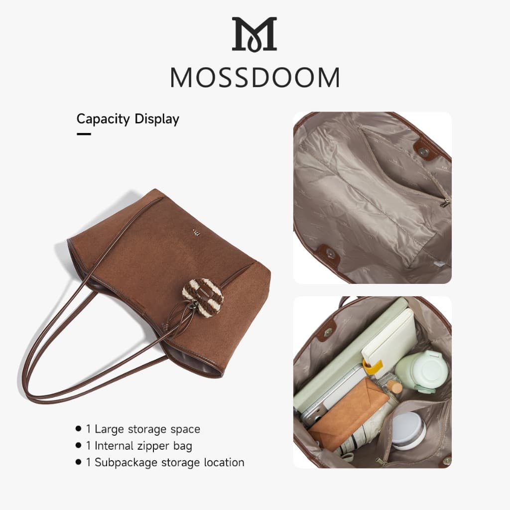 MOSSDOOM Vione Bag กระเป๋าสะพายไหล่ขนาดใหญ่ สำหรับผู้หญิง สีโดปามีน รูปที่ 8