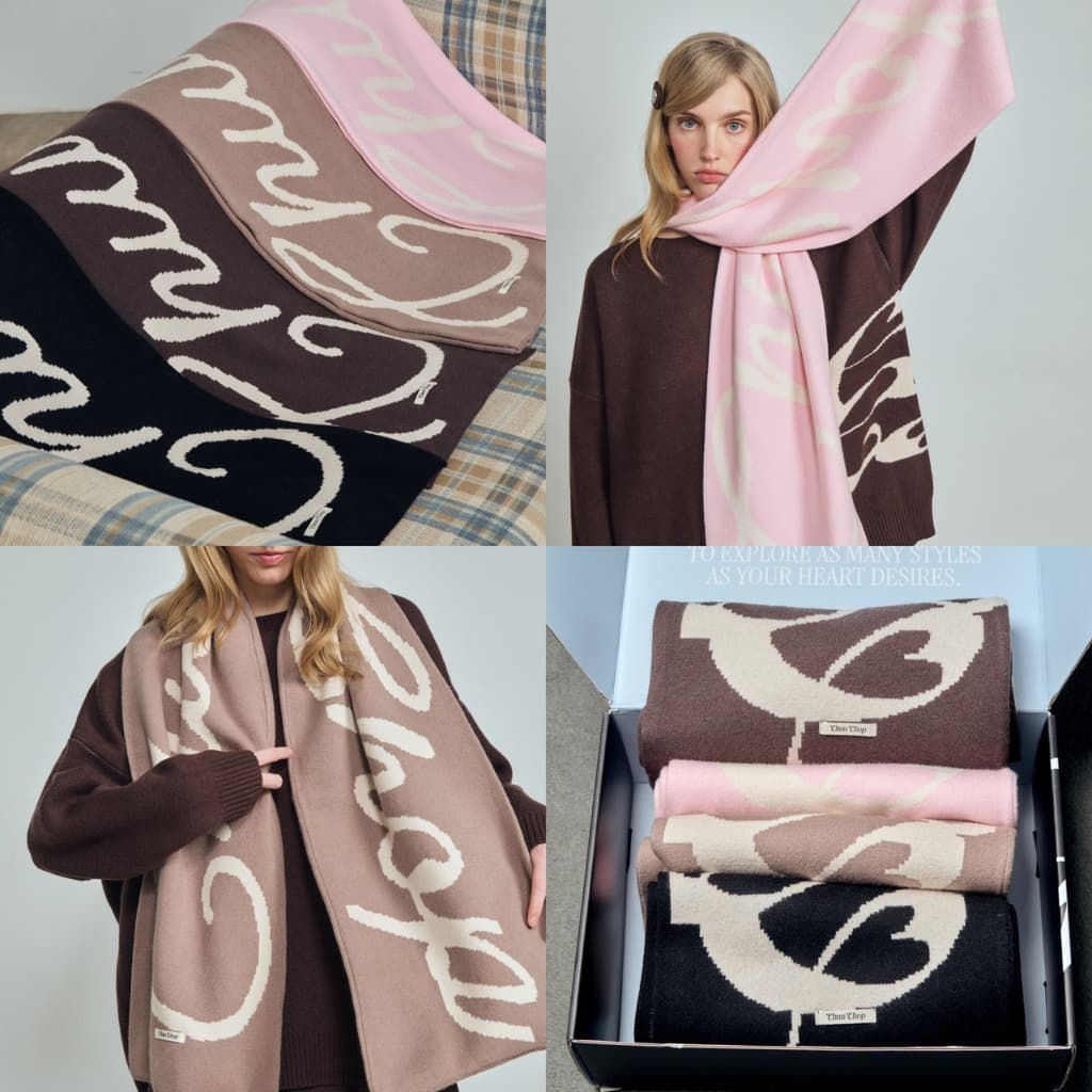 CHUUCHOP - Hope Knitted Scarf ผ้าพันคอถักไหมพรม ปักโลโก้ รูปที่ 1